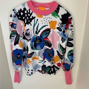WISPR by Brodie Floral Cotton Silk Blend Sweater Size XS